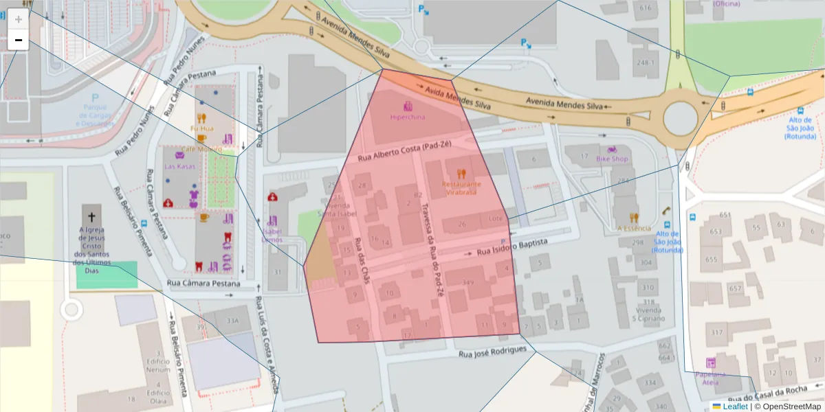 Mapa detalhado do código postal 3030-179 com limites, códigos postais vizinhos e agências dos correios