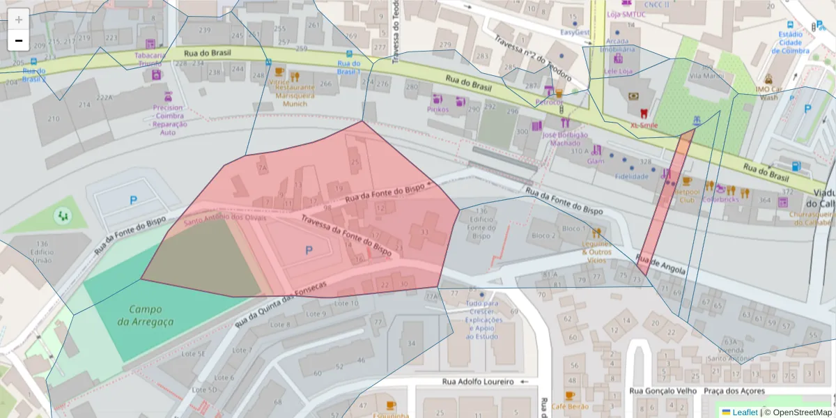Mapa detalhado do código postal 3030-243 com limites, códigos postais vizinhos e agências dos correios