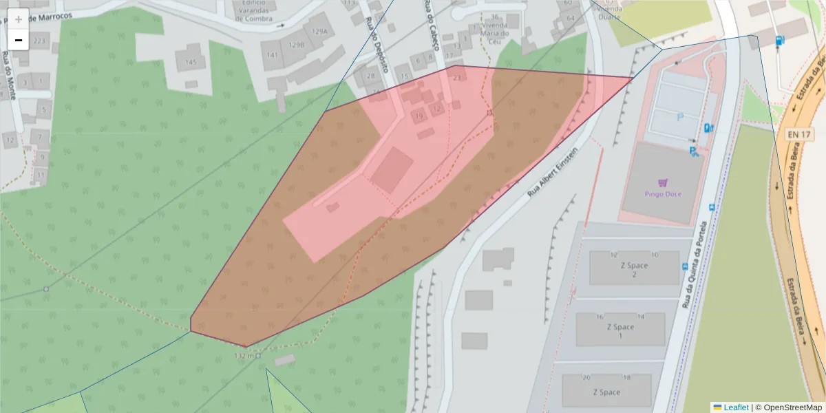 Mapa detalhado do código postal 3030-285 com limites, códigos postais vizinhos e agências dos correios