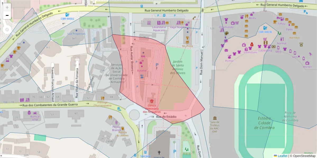 Mapa detalhado do código postal 3030-317 com limites, códigos postais vizinhos e agências dos correios