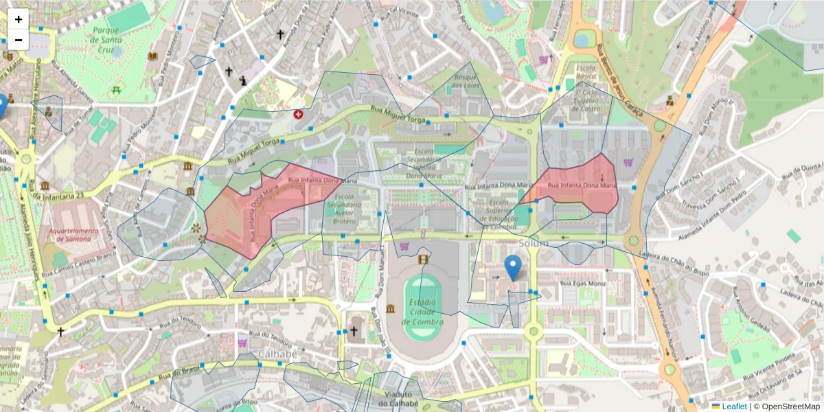 Mapa detalhado do código postal 3030-330 com limites, códigos postais vizinhos e agências dos correios