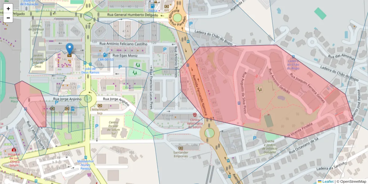 Mapa detalhado do código postal 3030-487 com limites, códigos postais vizinhos e agências dos correios