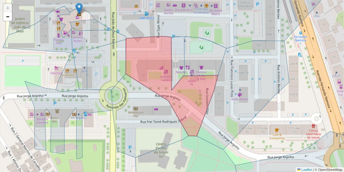 Mapa detalhado do código postal 3030-488 com limites, códigos postais vizinhos e agências dos correios