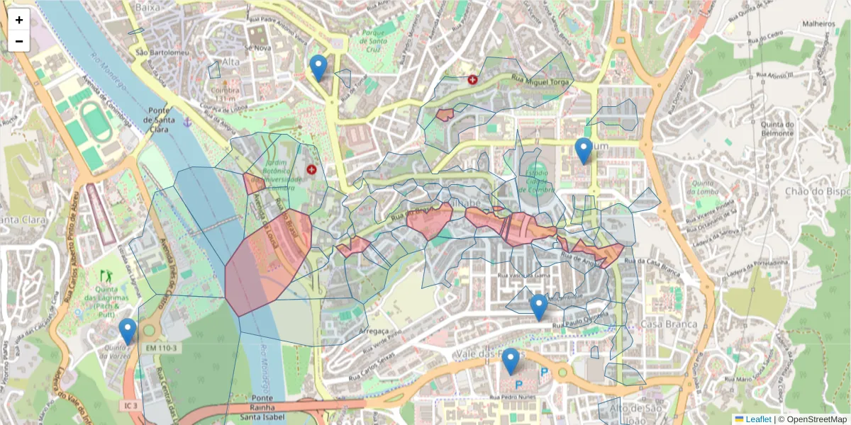 Mapa detalhado do código postal 3030-775 com limites, códigos postais vizinhos e agências dos correios