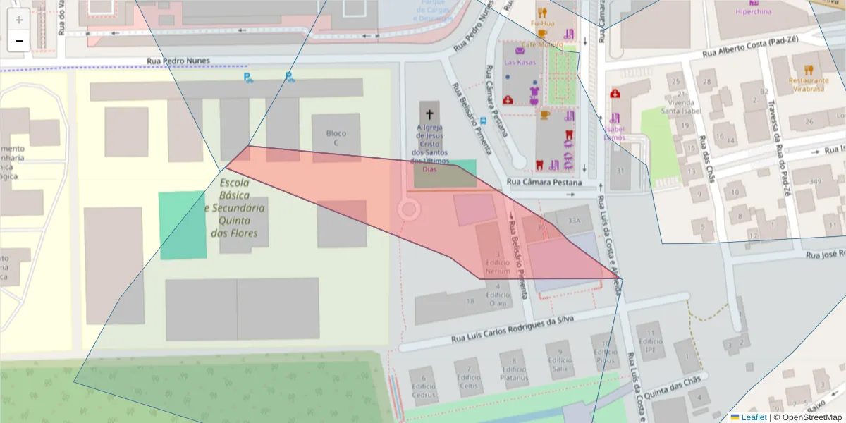 Mapa detalhado do código postal 3030-791 com limites, códigos postais vizinhos e agências dos correios