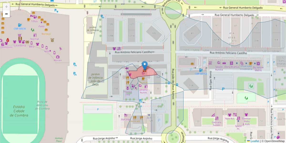 Mapa detalhado do código postal 3030-999 com limites, códigos postais vizinhos e agências dos correios