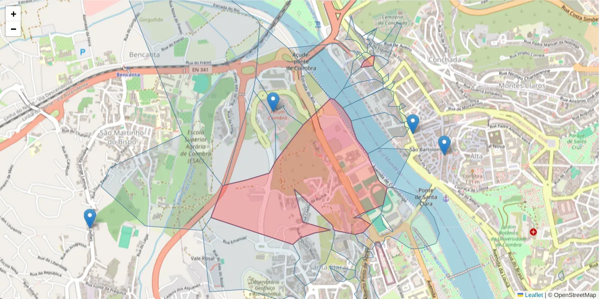Mapa detalhado do código postal 3040-193 com limites, códigos postais vizinhos e agências dos correios
