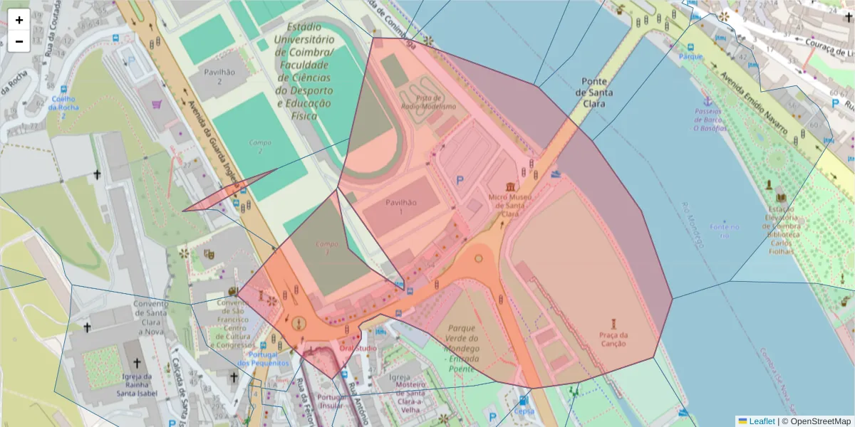 Mapa detalhado do código postal 3040-256 com limites, códigos postais vizinhos e agências dos correios