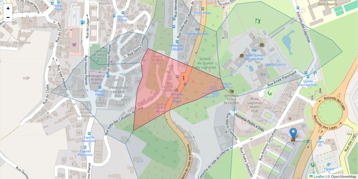 Mapa detalhado do código postal 3040-278 com limites, códigos postais vizinhos e agências dos correios