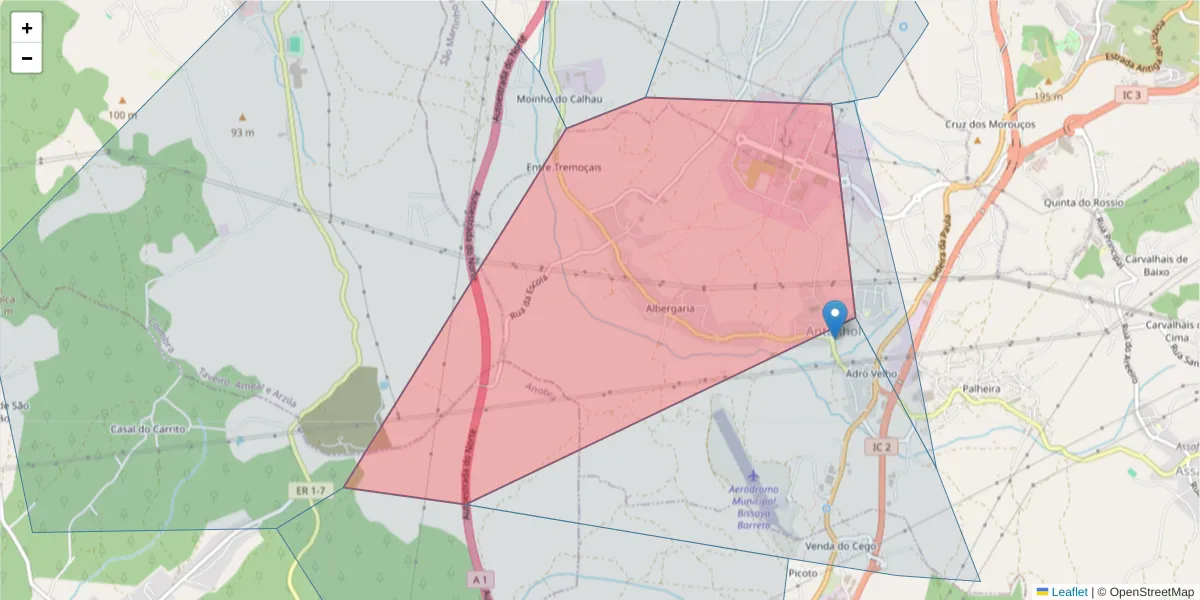 Mapa detalhado do código postal 3040-568 com limites, códigos postais vizinhos e agências dos correios