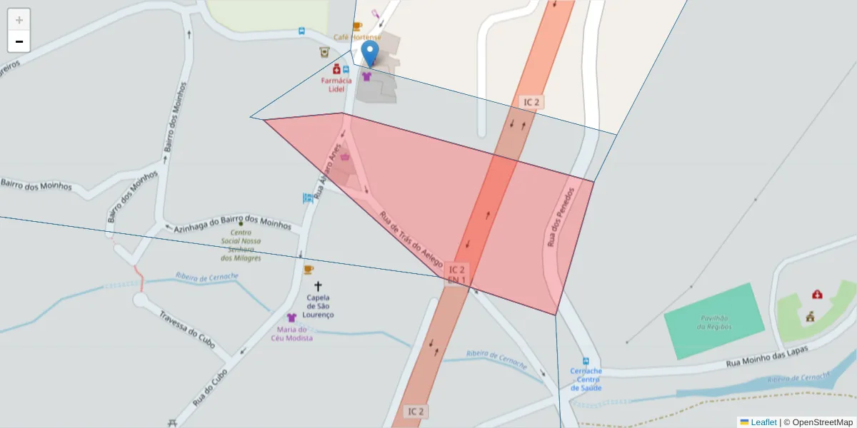 Mapa detalhado do código postal 3040-810 com limites, códigos postais vizinhos e agências dos correios