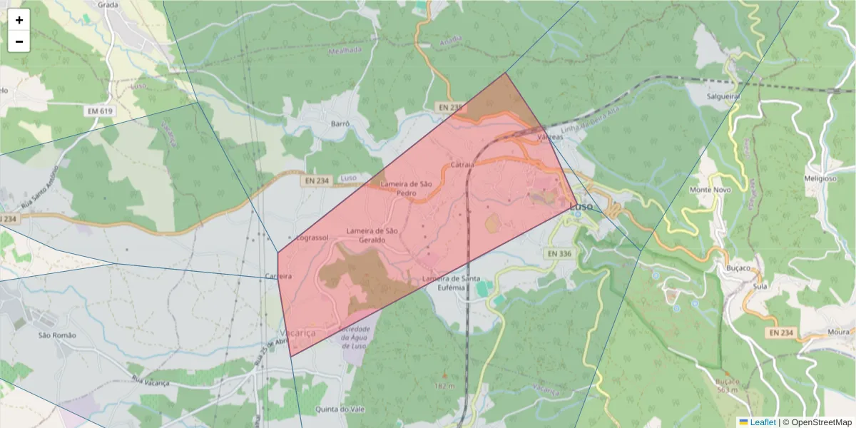 Mapa detalhado do código postal 3050-224 com limites, códigos postais vizinhos e agências dos correios