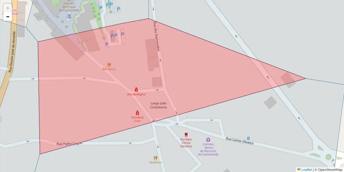 Mapa detalhado do código postal 3060-130 com limites, códigos postais vizinhos e agências dos correios