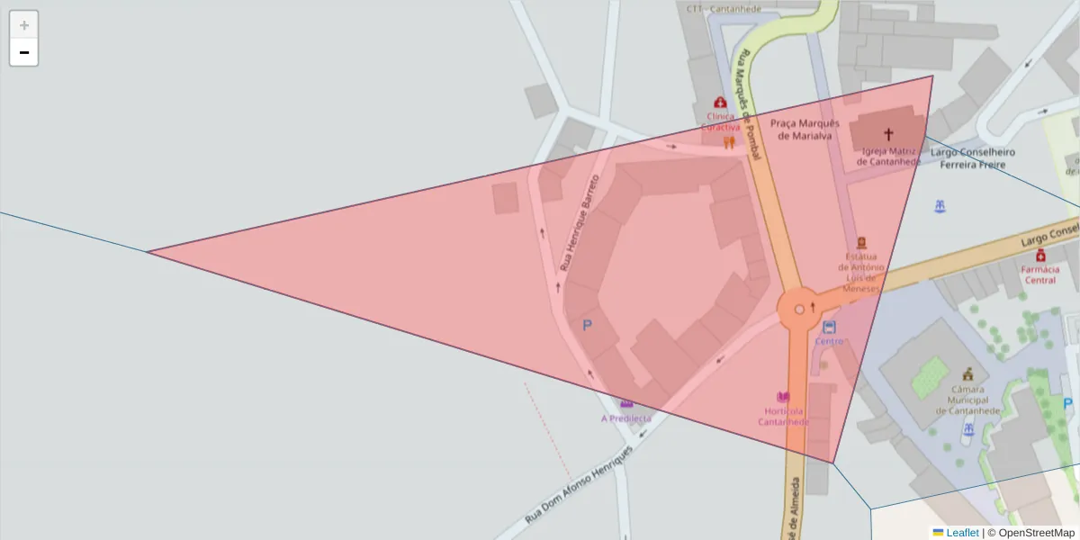 Mapa detalhado do código postal 3060-176 com limites, códigos postais vizinhos e agências dos correios