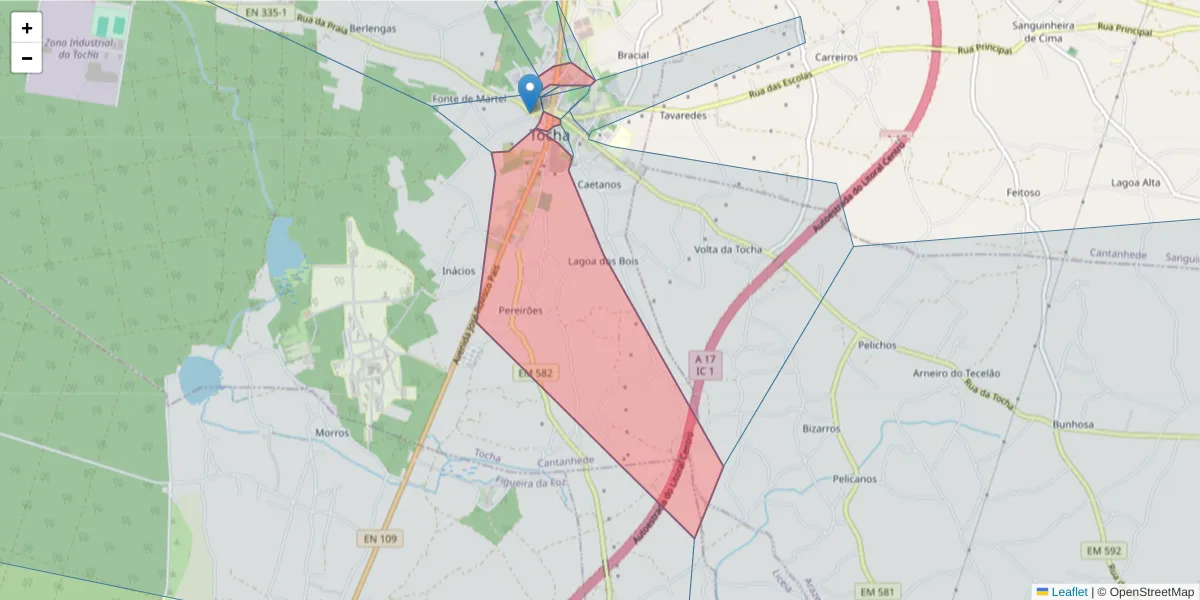 Mapa detalhado do código postal 3060-704 com limites, códigos postais vizinhos e agências dos correios