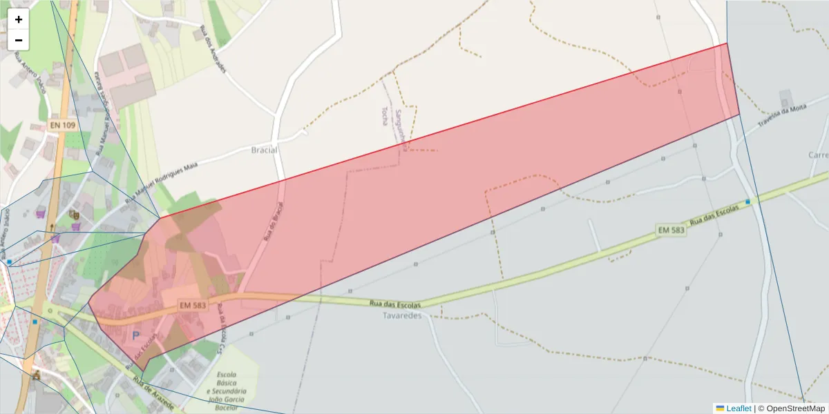 Mapa detalhado do código postal 3060-711 com limites, códigos postais vizinhos e agências dos correios