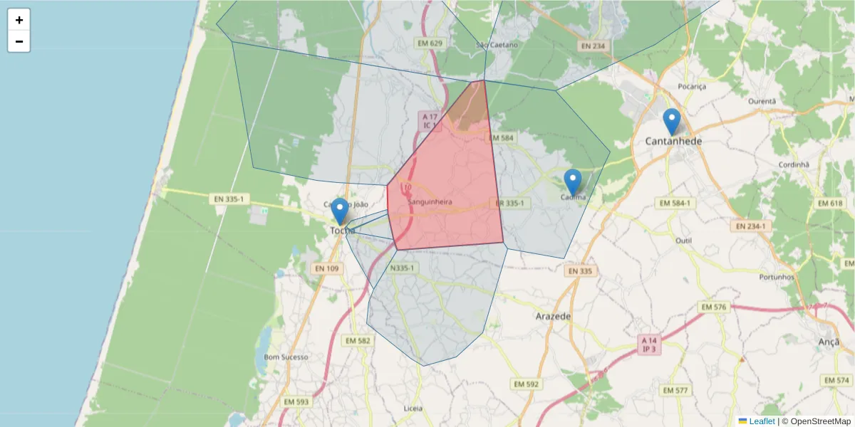 Mapa detalhado do código postal 3060-816 com limites, códigos postais vizinhos e agências dos correios