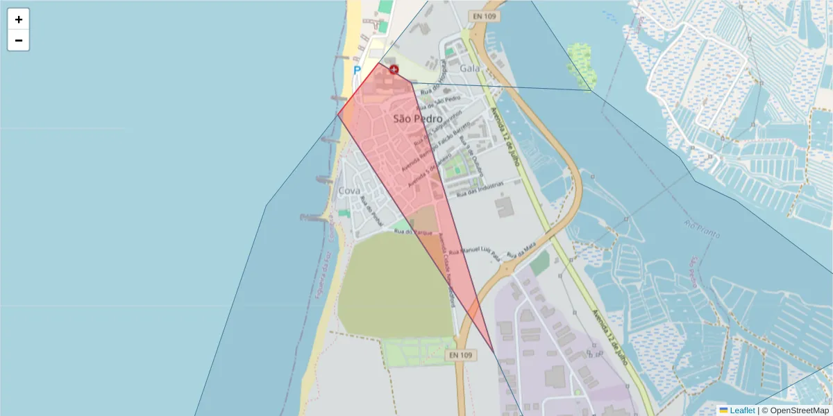 Mapa detalhado do código postal 3090-692 com limites, códigos postais vizinhos e agências dos correios