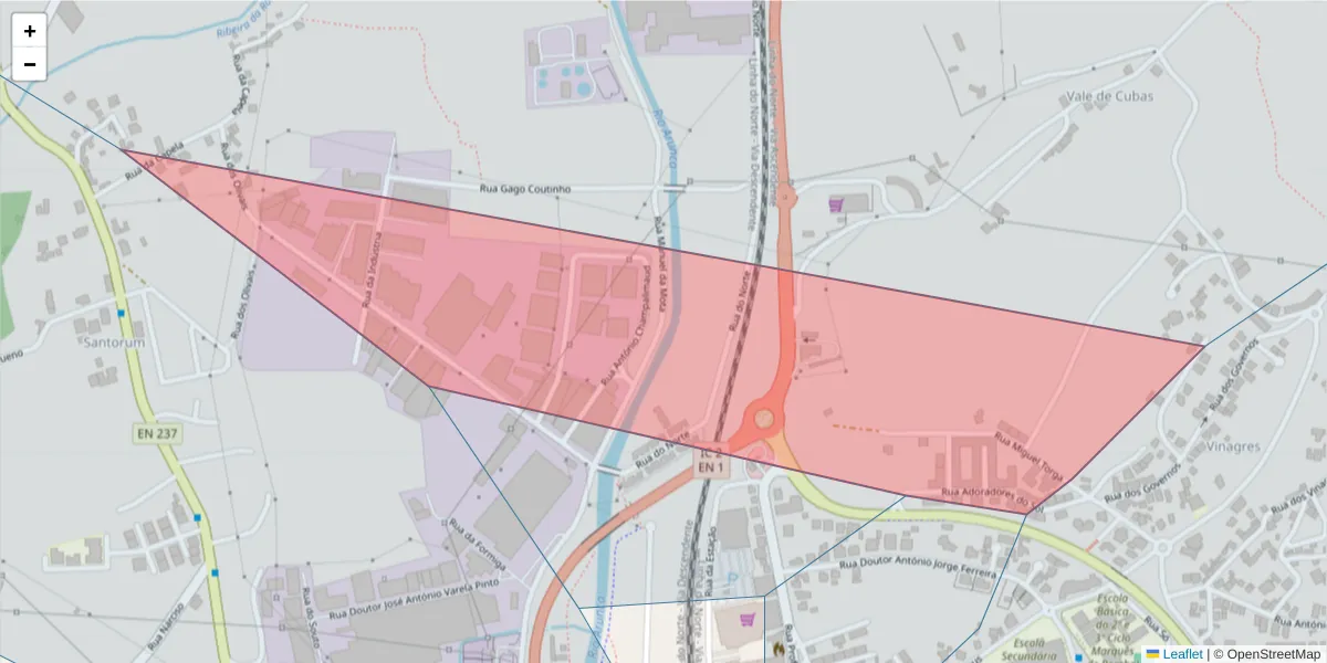 Mapa detalhado do código postal 3100-346 com limites, códigos postais vizinhos e agências dos correios