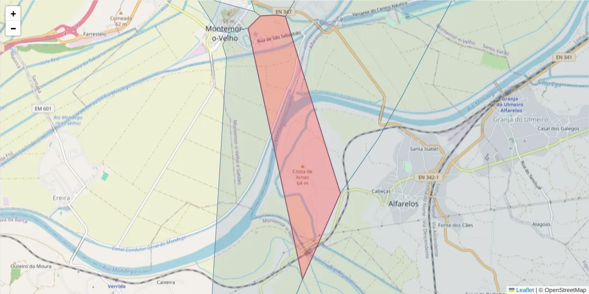 Mapa detalhado do código postal 3140-217 com limites, códigos postais vizinhos e agências dos correios