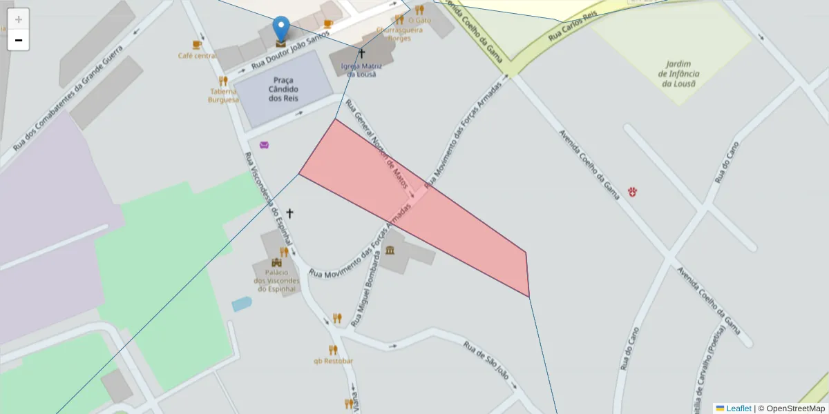 Mapa detalhado do código postal 3200-249 com limites, códigos postais vizinhos e agências dos correios