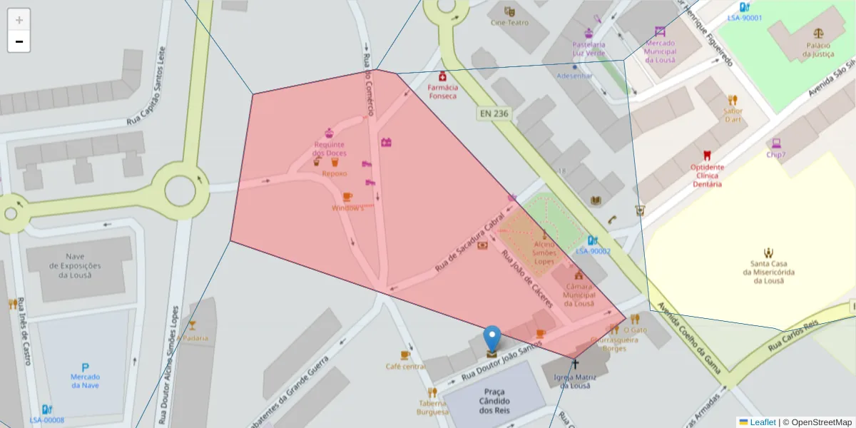 Mapa detalhado do código postal 3200-253 com limites, códigos postais vizinhos e agências dos correios
