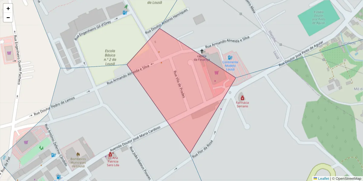 Mapa detalhado do código postal 3200-254 com limites, códigos postais vizinhos e agências dos correios