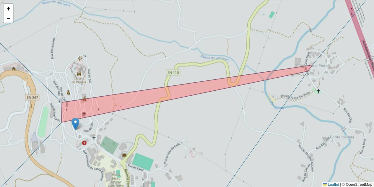 Mapa detalhado do código postal 3230-262 com limites, códigos postais vizinhos e agências dos correios