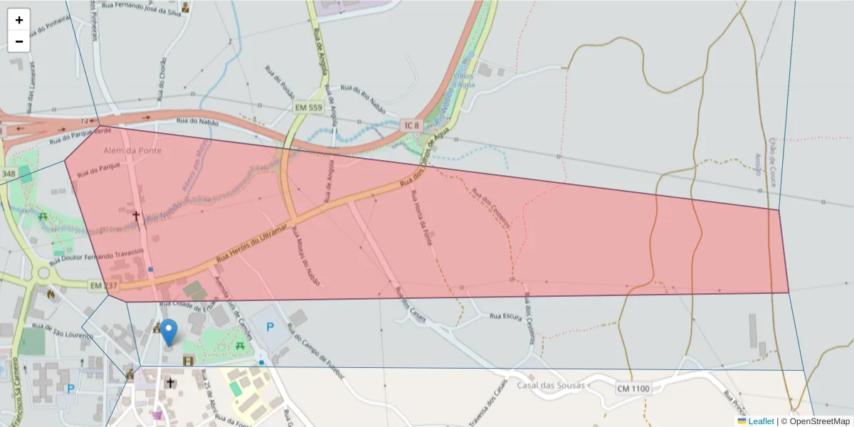 Mapa detalhado do código postal 3240-148 com limites, códigos postais vizinhos e agências dos correios