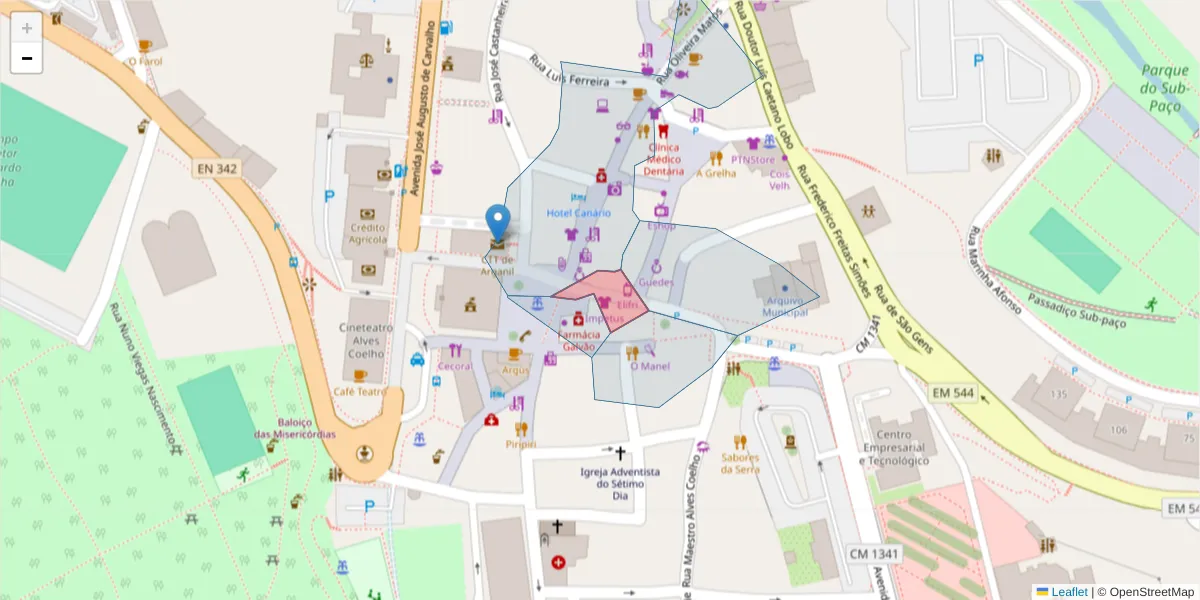 Mapa detalhado do código postal 3300-026 com limites, códigos postais vizinhos e agências dos correios