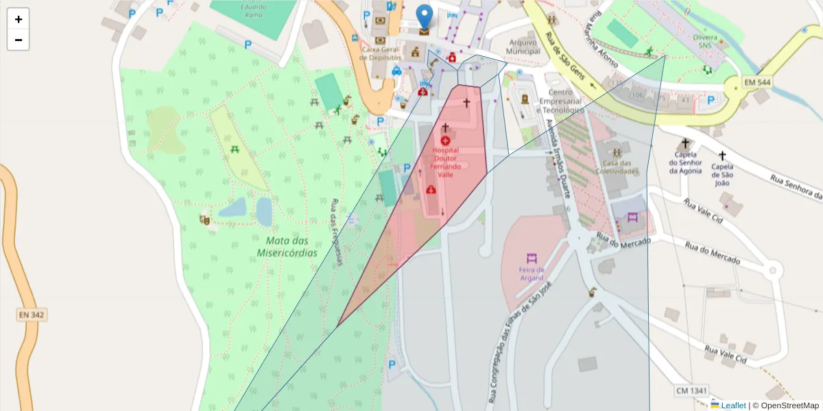 Mapa detalhado do código postal 3300-030 com limites, códigos postais vizinhos e agências dos correios