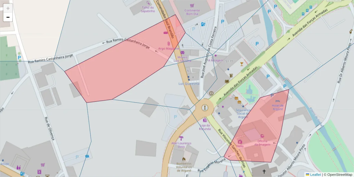 Mapa detalhado do código postal 3300-064 com limites, códigos postais vizinhos e agências dos correios