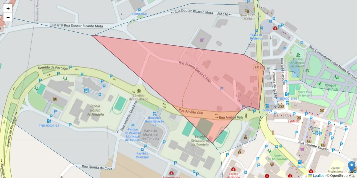 Mapa detalhado do código postal 3460-546 com limites, códigos postais vizinhos e agências dos correios