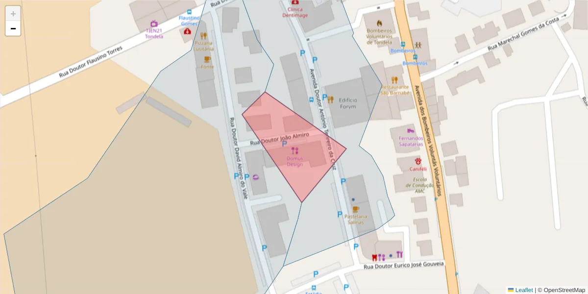 Mapa detalhado do código postal 3460-584 com limites, códigos postais vizinhos e agências dos correios