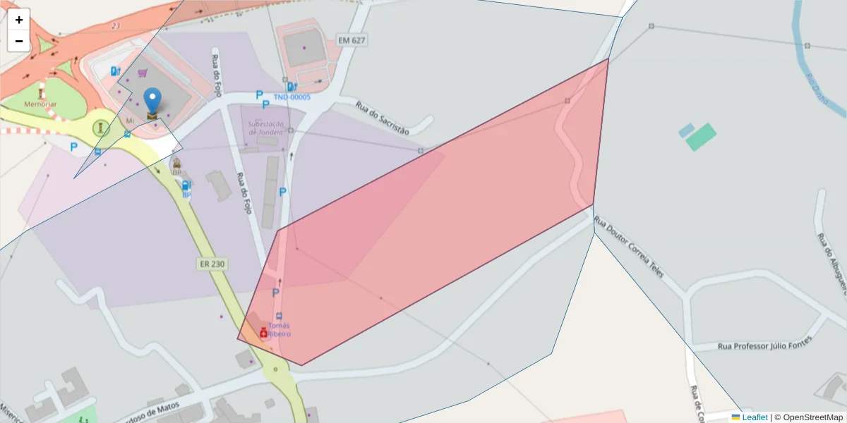 Mapa detalhado do código postal 3460-605 com limites, códigos postais vizinhos e agências dos correios