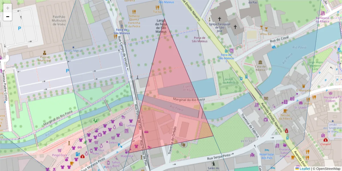 Mapa detalhado do código postal 3510-100 Viseu com limites, códigos postais vizinhos e agências dos correios