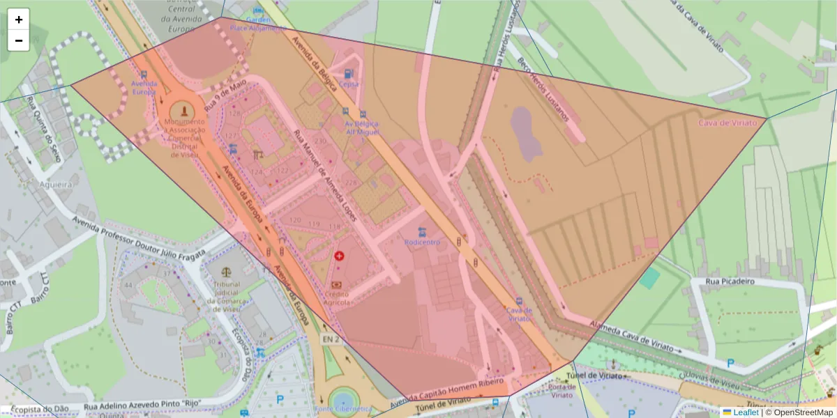 Mapa detalhado do código postal 3515-146 com limites, códigos postais vizinhos e agências dos correios