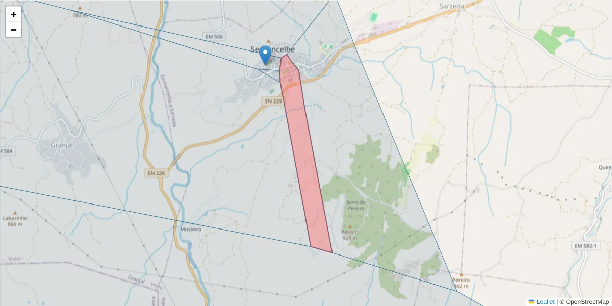 Mapa detalhado do código postal 3640-212 com limites, códigos postais vizinhos e agências dos correios