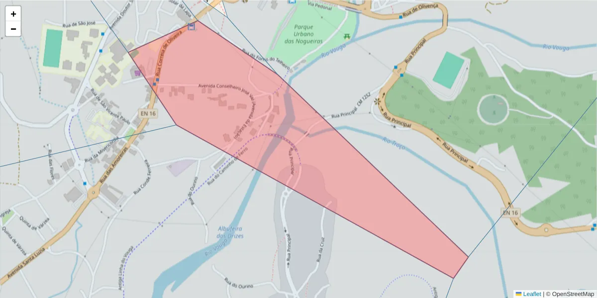 Mapa detalhado do código postal 3660-432 com limites, códigos postais vizinhos e agências dos correios