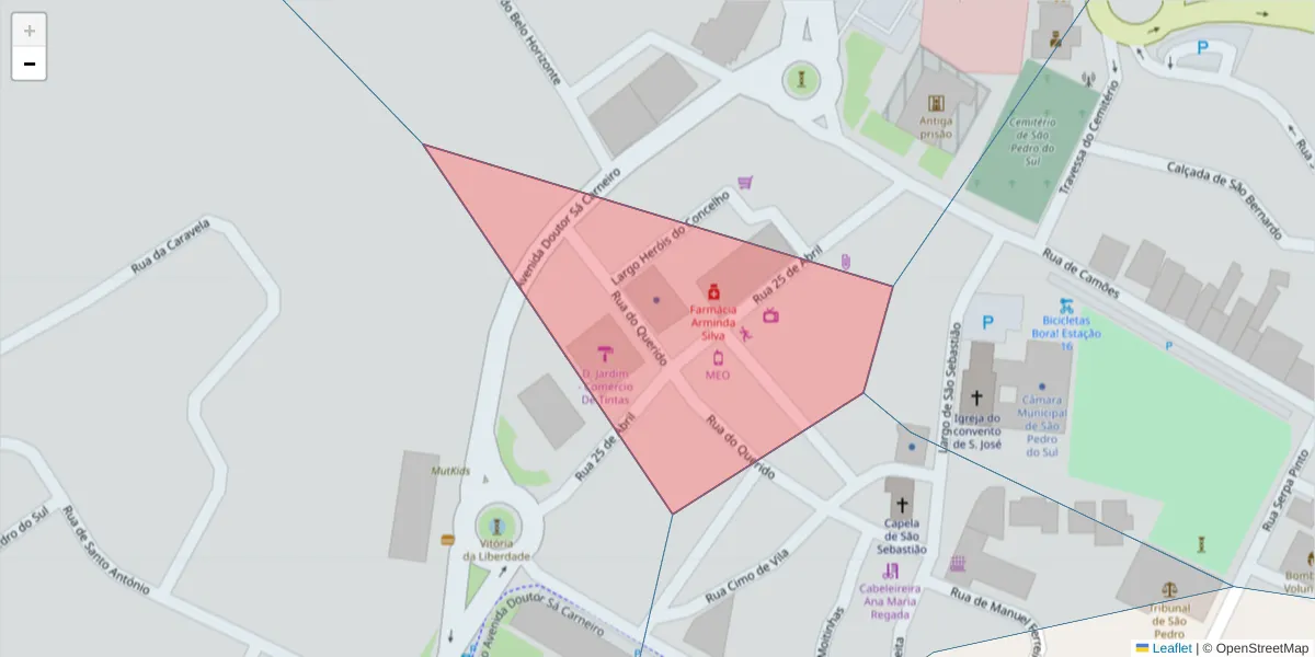 Mapa detalhado do código postal 3660-452 com limites, códigos postais vizinhos e agências dos correios