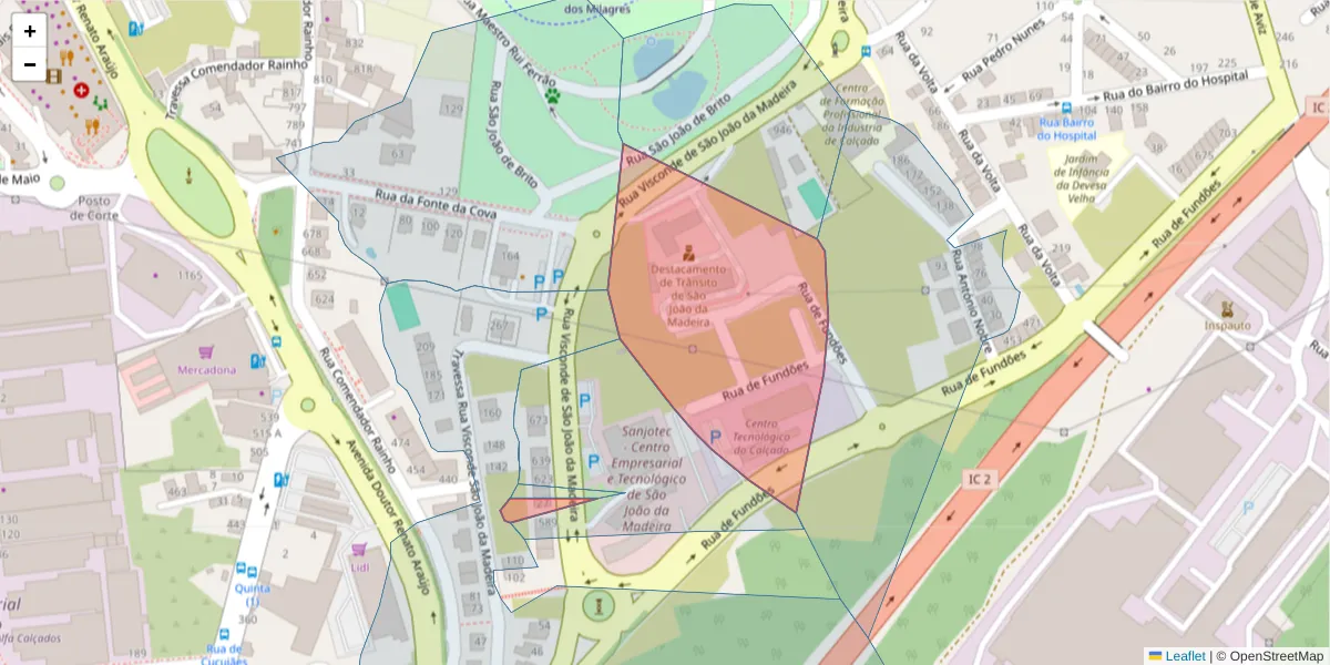 Mapa detalhado do código postal 3700-000 com limites, códigos postais vizinhos e agências dos correios
