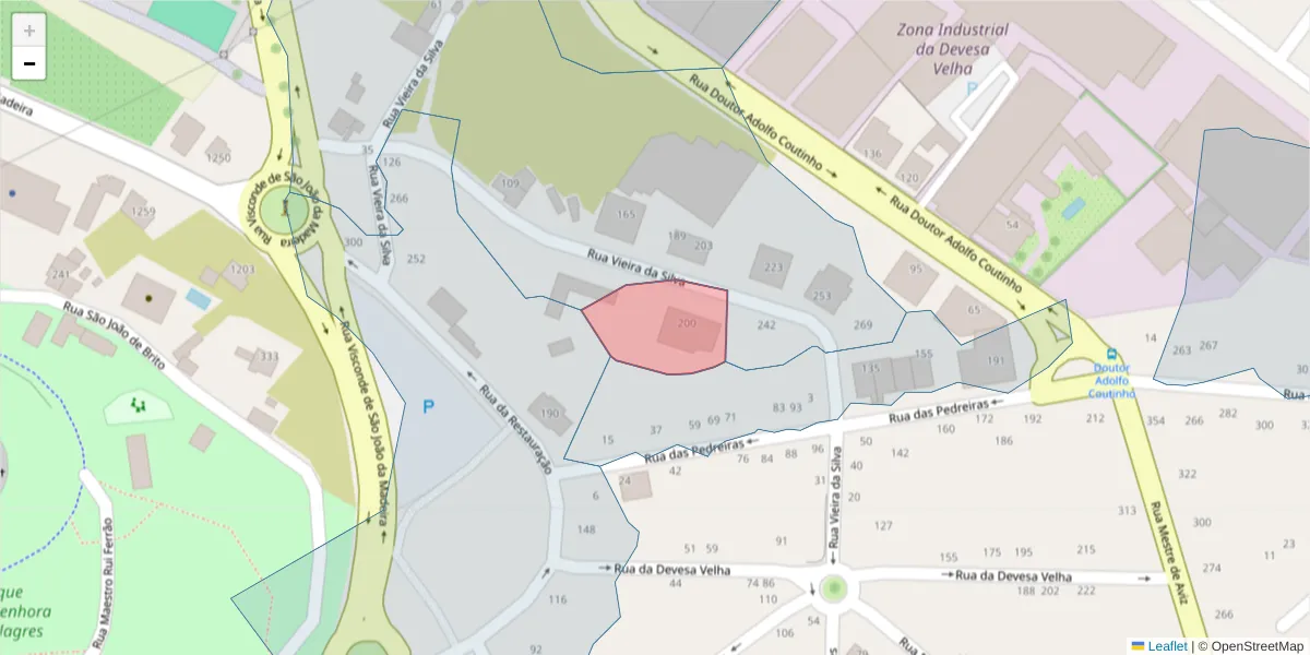 Mapa detalhado do código postal 3700-012 com limites, códigos postais vizinhos e agências dos correios