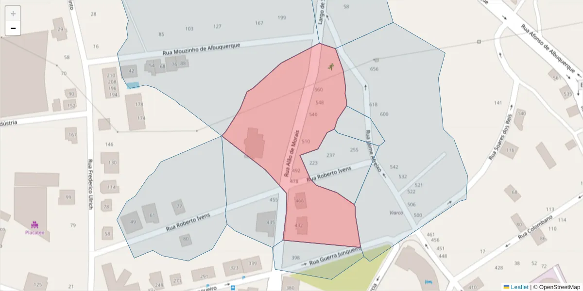 Mapa detalhado do código postal 3700-020 com limites, códigos postais vizinhos e agências dos correios
