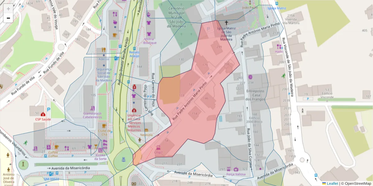 Mapa detalhado do código postal 3700-043 com limites, códigos postais vizinhos e agências dos correios