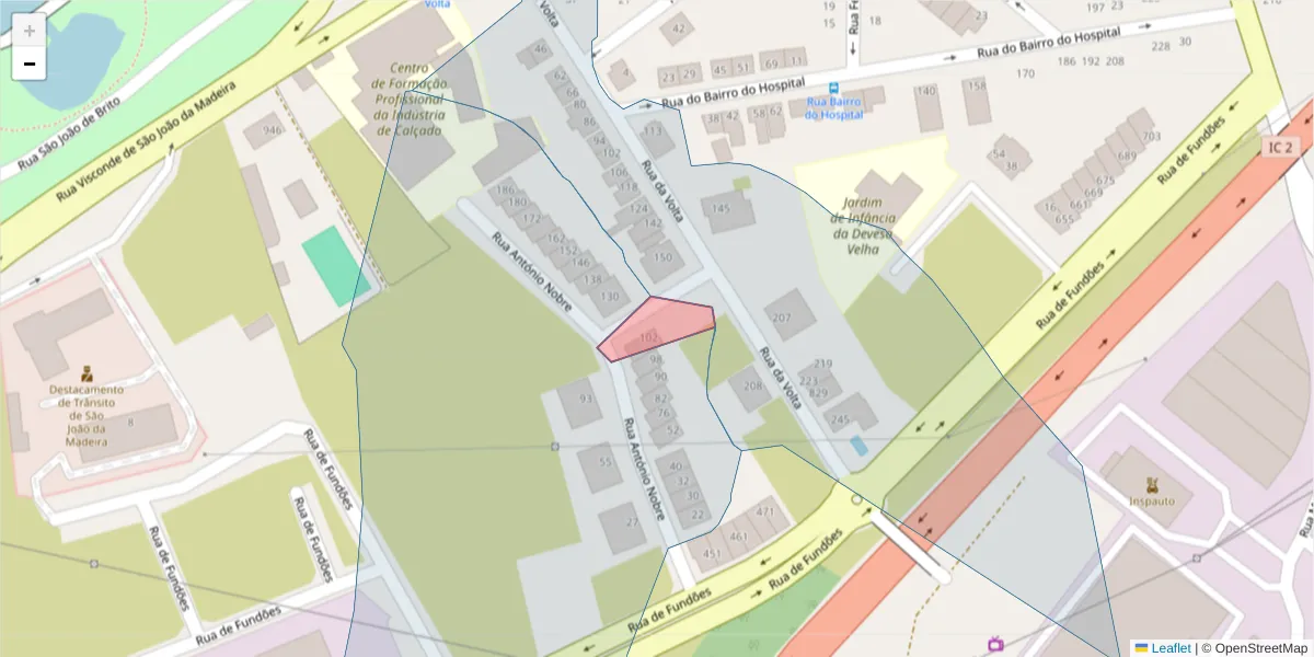 Mapa detalhado do código postal 3700-046 com limites, códigos postais vizinhos e agências dos correios