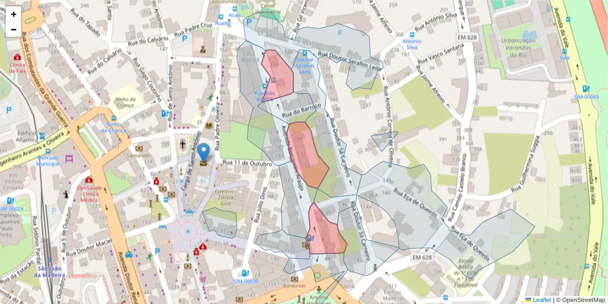 Mapa detalhado do código postal 3700-059 com limites, códigos postais vizinhos e agências dos correios