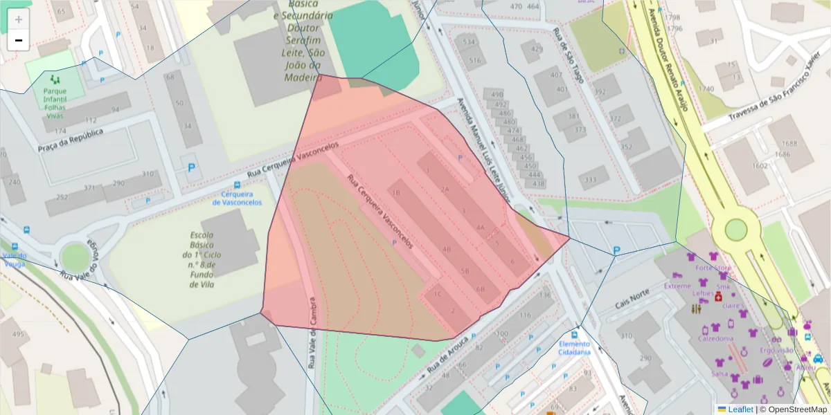 Mapa detalhado do código postal 3700-081 com limites, códigos postais vizinhos e agências dos correios