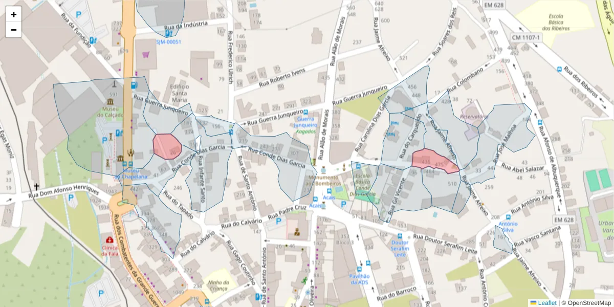 Mapa detalhado do código postal 3700-105 com limites, códigos postais vizinhos e agências dos correios