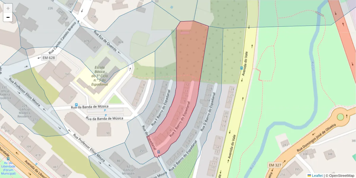 Mapa detalhado do código postal 3700-109 com limites, códigos postais vizinhos e agências dos correios