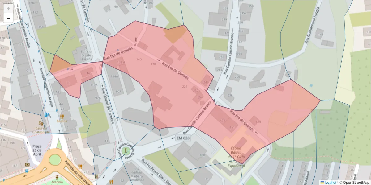 Mapa detalhado do código postal 3700-110 com limites, códigos postais vizinhos e agências dos correios